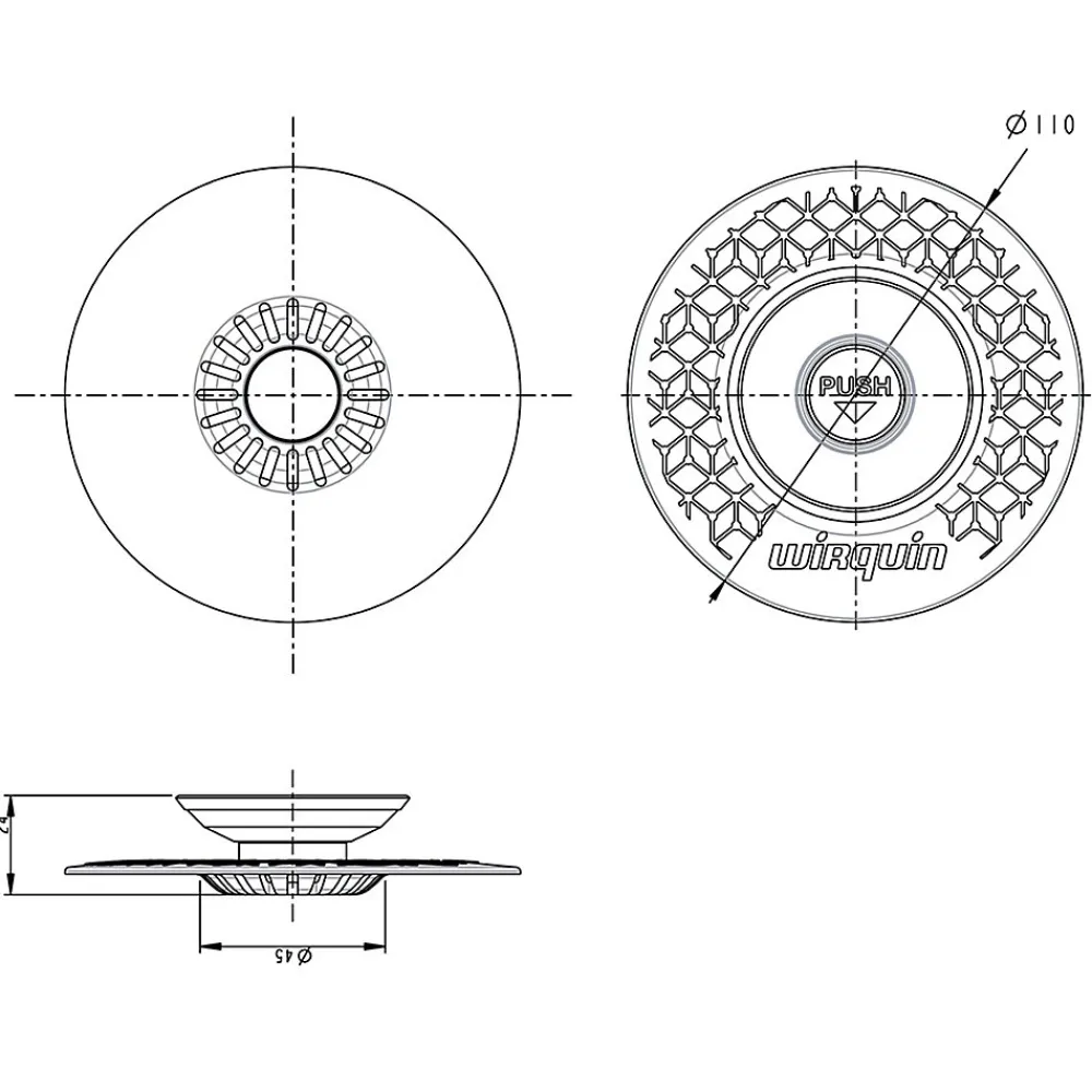 Wirquin Bouchon universel Uppy 2 en 1 ø110 mm blanc