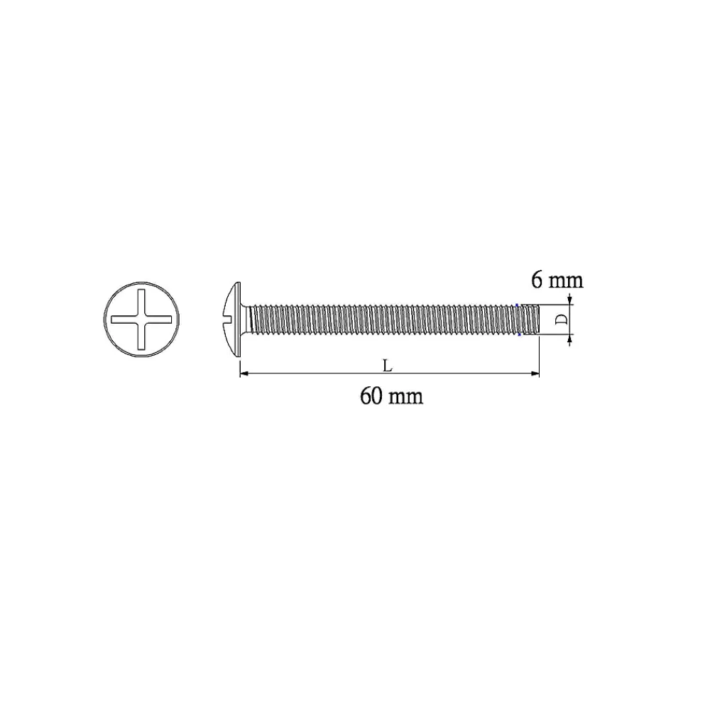 Diall 10 boulons poêlier tête plate 6 x 60 mm
