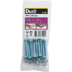 Diall Boulon-10 boulons poêlier tête plate 6 x 40 mm