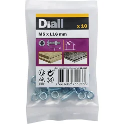 Diall Boulon-10 boulons poêlier tête plate 5 x 16 mm