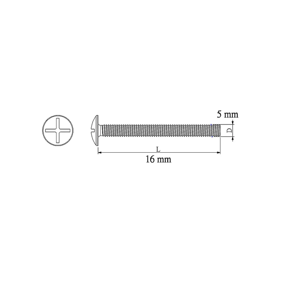 Diall Boulon-10 boulons poêlier tête plate 5 x 16 mm
