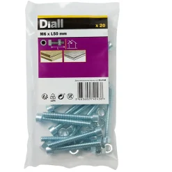 Diall 20 boulons tête cylindrique acier zingué 6 x 50 mm
