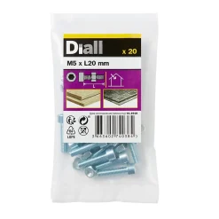 Diall Boulon-20 boulons tête cylindrique acier zingué 5 x 20 mm