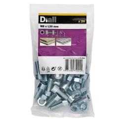 Diall 20 boulons tête cylindrique acier zingué 8 x 20 mm