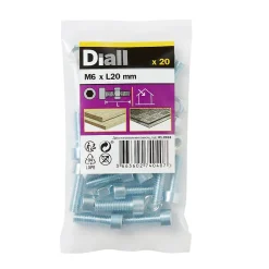 Diall 20 boulons tête cylindrique acier zingué 6 x 20 mm