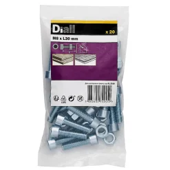 Diall Boulon-20 boulons tête cylindrique acier zingué 8 x 30 mm