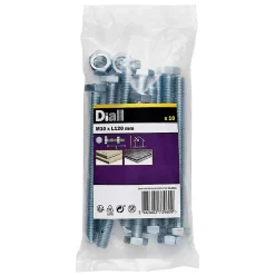 Diall Boulon-10 boulons tête héxagonale acier zingué 10 x 120 mm