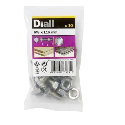 Diall 10 boulons tête héxagonale inox 8 x 16 mm
