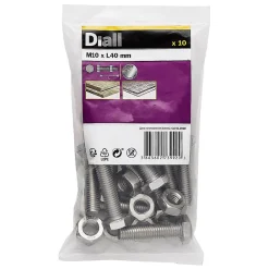 Diall Boulon-10 boulons tête héxagonale inox 10 x 40 mm