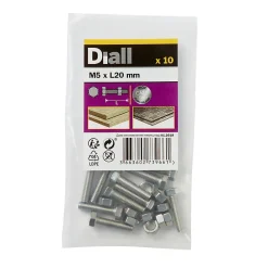 Diall 10 boulons tête héxagonale inox 5 x 20 mm