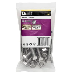 Diall 10 boulons tête héxagonale inox 10 x 50 mm