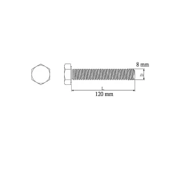 Diall 10 boulons tête héxagonale zingué 8 x 120 mm
