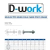 D-Work Boulon-25 Boulons Tête Ronde Collet Carré TRCC 10 x 180 mm - DIN 603 - Zingué blanc -