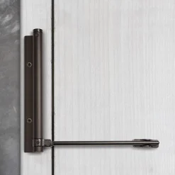 Hardwarexchange Ferme-Porte-Bras à ressort ferme porte, a corps très fin en Aluminium anodisé noir