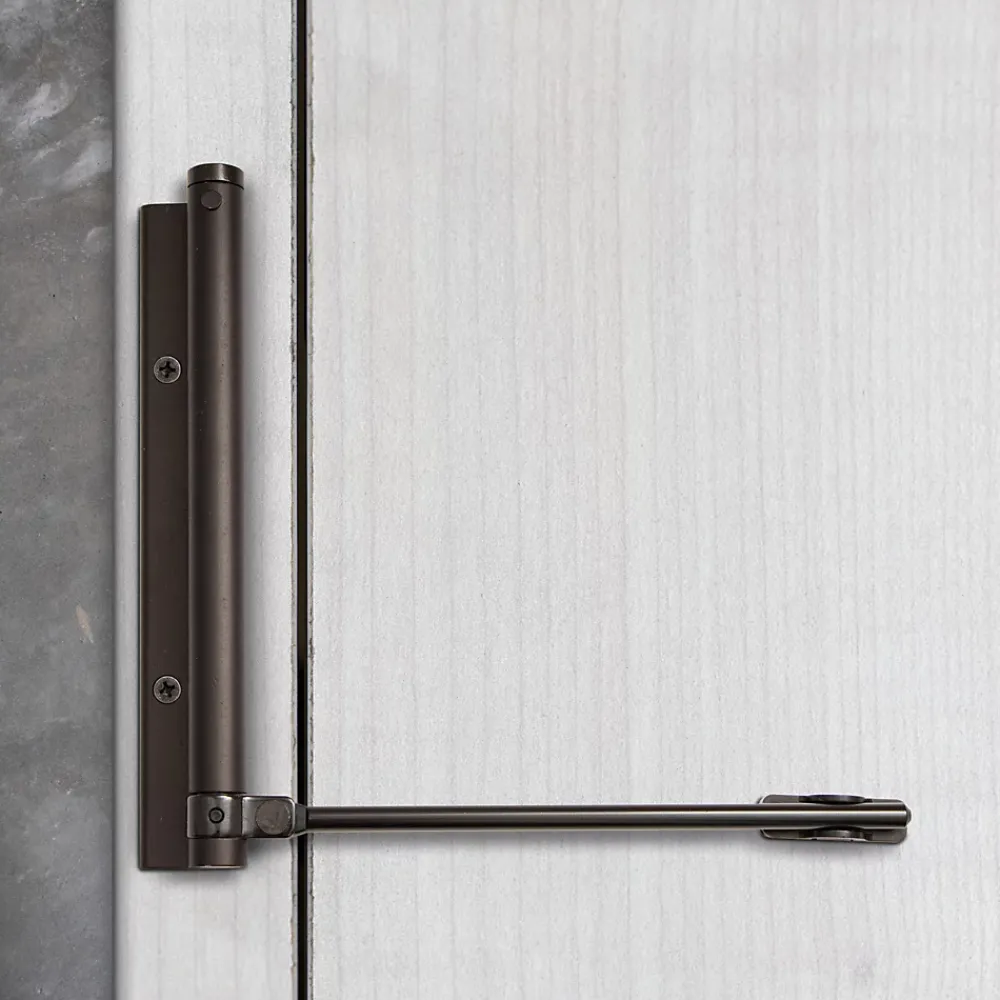 Hardwarexchange Ferme-Porte-Bras à ressort ferme porte, a corps très fin en Aluminium anodisé noir