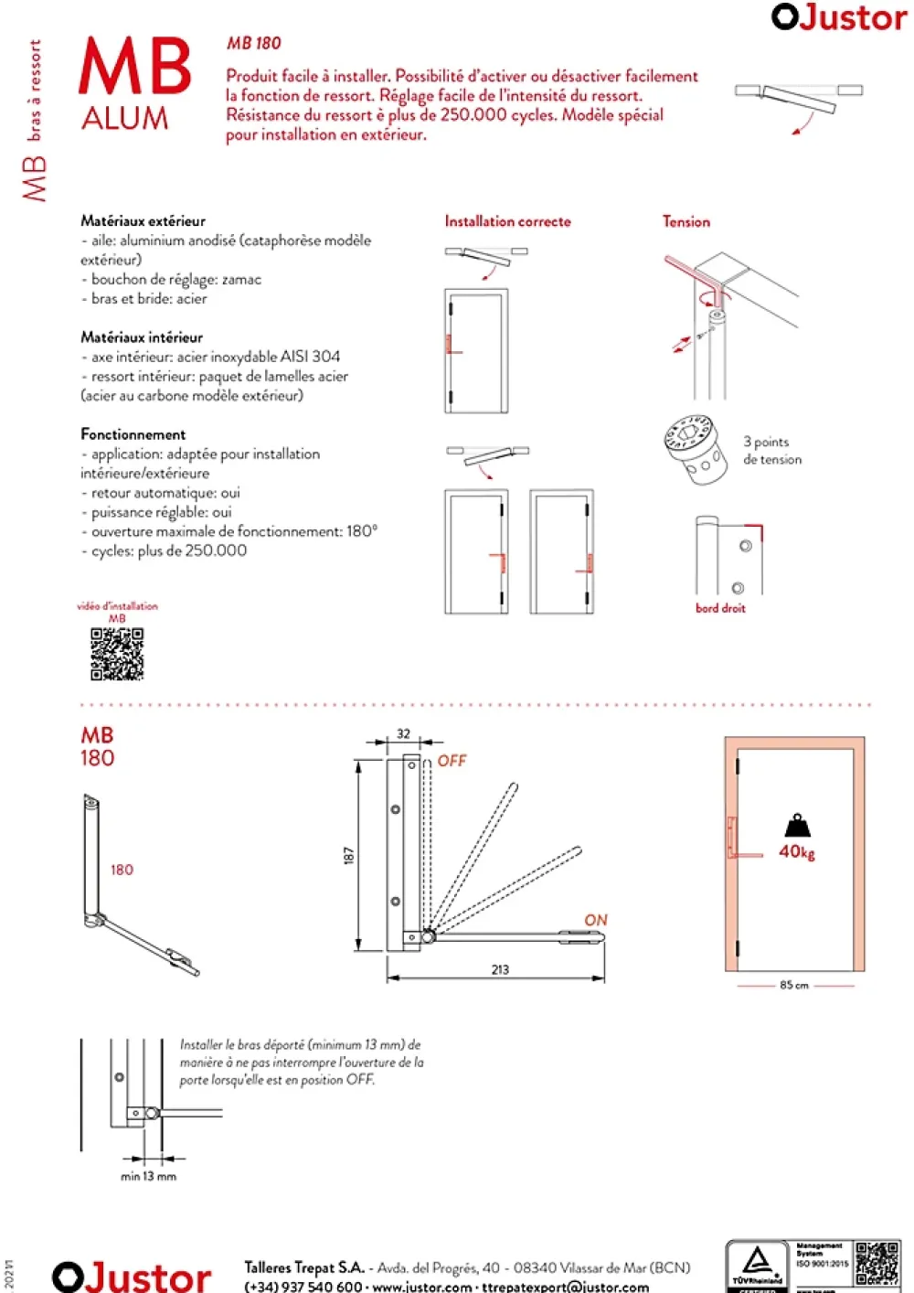 Hardwarexchange Ferme-Porte-Bras à ressort ferme porte, a corps très fin en Aluminium anodisé noir