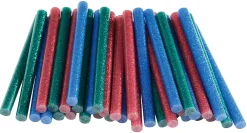 Rapid Bâton de colle pailletée pour décoration Ø7mm x 94mm, lot de 36 x 3 couleurs (rouge, bleu, vert)