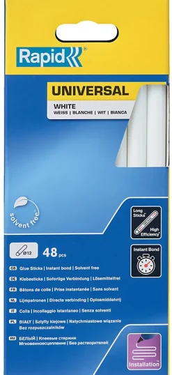Rapid Pistolet À Colle-Bâton de colle universel blanche Ø12mm x 190mm, lot de 48