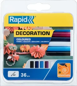 Rapid Bâtons de colle colorée pour décoration Ø7mm x 94mm, lot de 36 x 5 couleurs