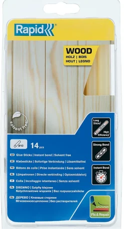 Rapid Pistolet À Colle-Bâtons de colle pour bois & dérivésØ12mm x 190mm, lot de 14