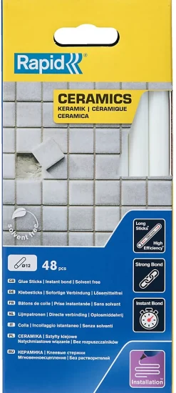 Rapid Bâtons de colle pour céramiqueØ12mm x 190mm, lot de 48