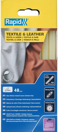 Rapid Pistolet À Colle-Bâtons de colle pour textiles & cuirØ12mm x 190mm, lot de 48