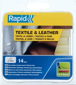 Rapid Bâtons de colle pour textiles & cuir Ø12mm x 94mm, lot de 14
