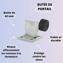 Secury-T Accessoires De Motorisation-Butée de portail - Acier zingué blanc - 62mm - Fixations au sol