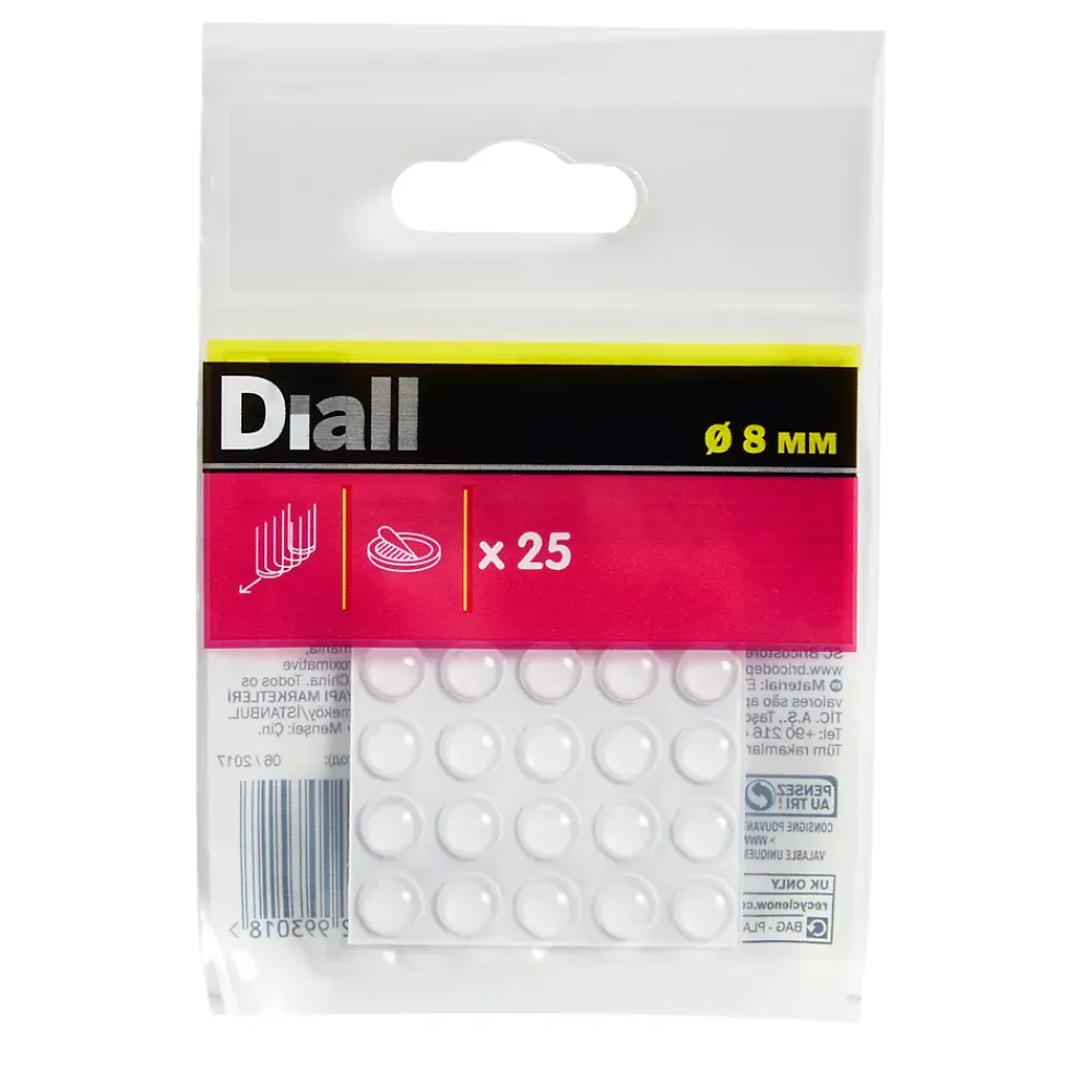 Diall Patin, Feutre Et Embout-Butoir à coller 8 mm x 25, transparent