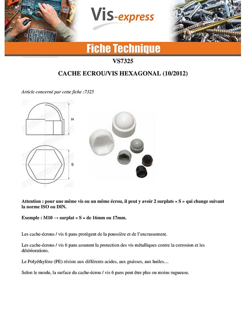 Vis Express Cache Vis Et Cache Trou-Cache Ecrou ou cache tête vis Tête hexagonale TH M12 nylon noir Sur plat 19 - 10 pièces