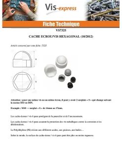 Vis Express Cache Vis Et Cache Trou-Cache Ecrou ou cache tête vis Tête hexagonale TH M22 nylon blanc Sur plat 32 - 30 pièces