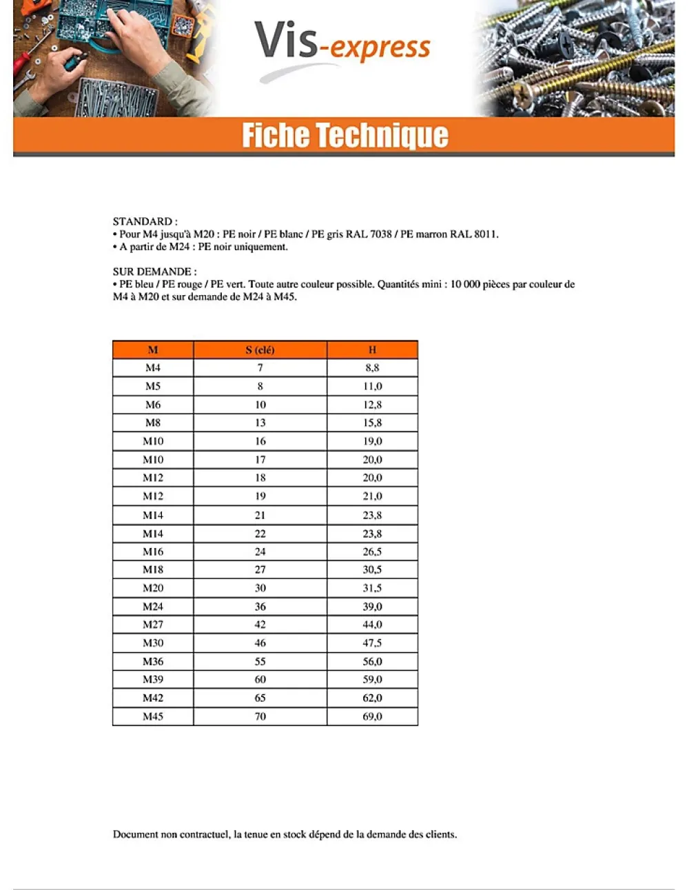 Vis Express Cache Vis Et Cache Trou-Cache Ecrou ou cache tête vis Tête hexagonale TH M18 nylon blanc Sur plat 27 - 30 pièces