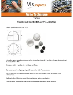 Vis Express Cache Vis Et Cache Trou-Cache Ecrou ou cache tête vis Tête hexagonale TH M18 nylon blanc Sur plat 27 - 30 pièces