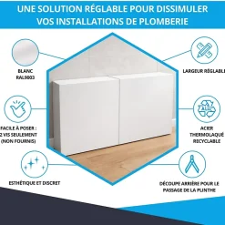 Atole Cache-Tube De Plomberie-Cache nourrice plomberie en acier Blanc - Largeur réglable - Taille 1