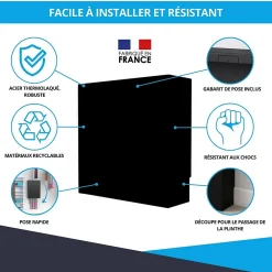 Atole Cache-Tube De Plomberie-Cache nourrice plomberie en acier Noir - Largeur fixe - Taille 2 : 450 x 650 x 150 mm