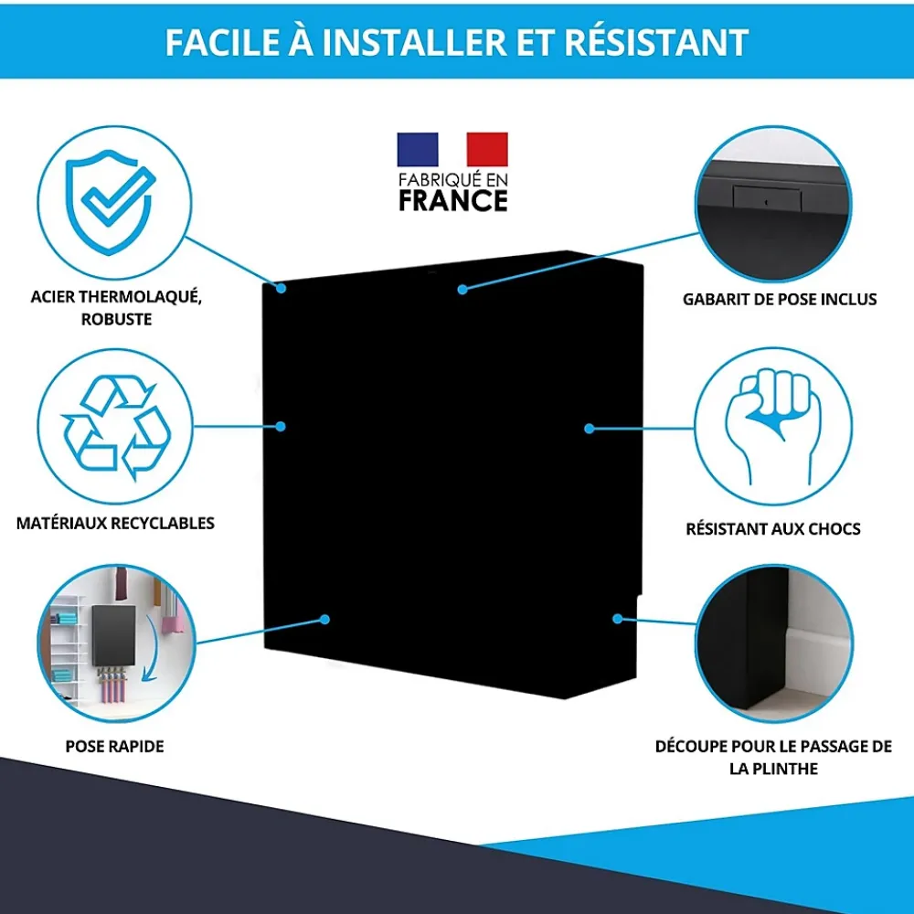 Atole Cache-Tube De Plomberie-Cache nourrice plomberie en acier Noir - Largeur fixe - Taille 2 : 450 x 650 x 150 mm