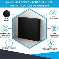 Atole Cache-Tube De Plomberie-Cache nourrice plomberie en acier Noir - Largeur fixe - Taille 2 : 450 x 650 x 150 mm