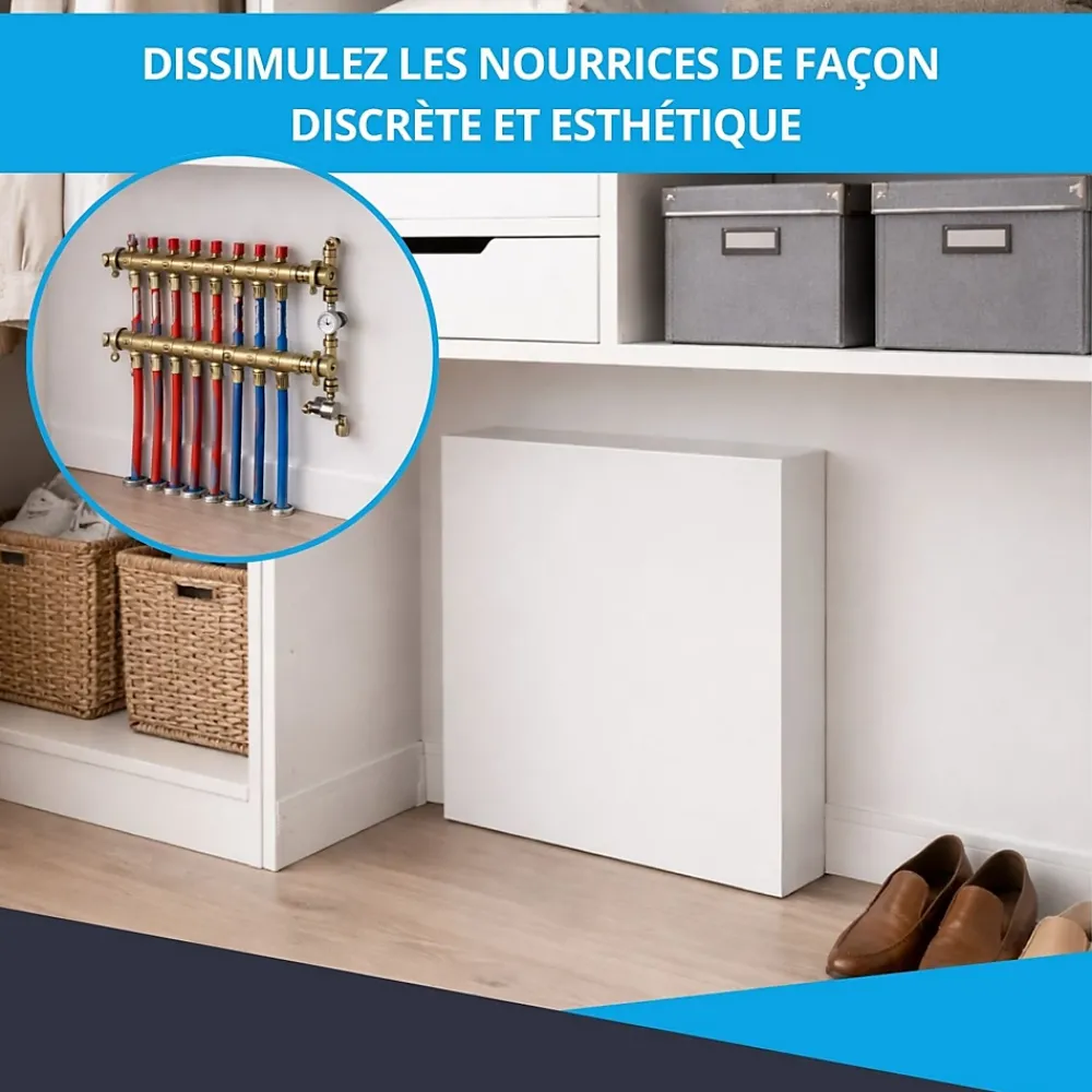 Atole Cache-Tube De Plomberie-Cache nourrice plomberie en acier Blanc - Largeur fixe - Taille 6 : 650 x 850 x 150 mm