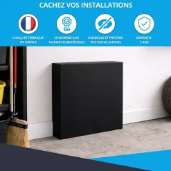 Atole Cache nourrice plomberie en acier Noir - Largeur fixe - Taille 6 : 650 x 850 x 150 mm