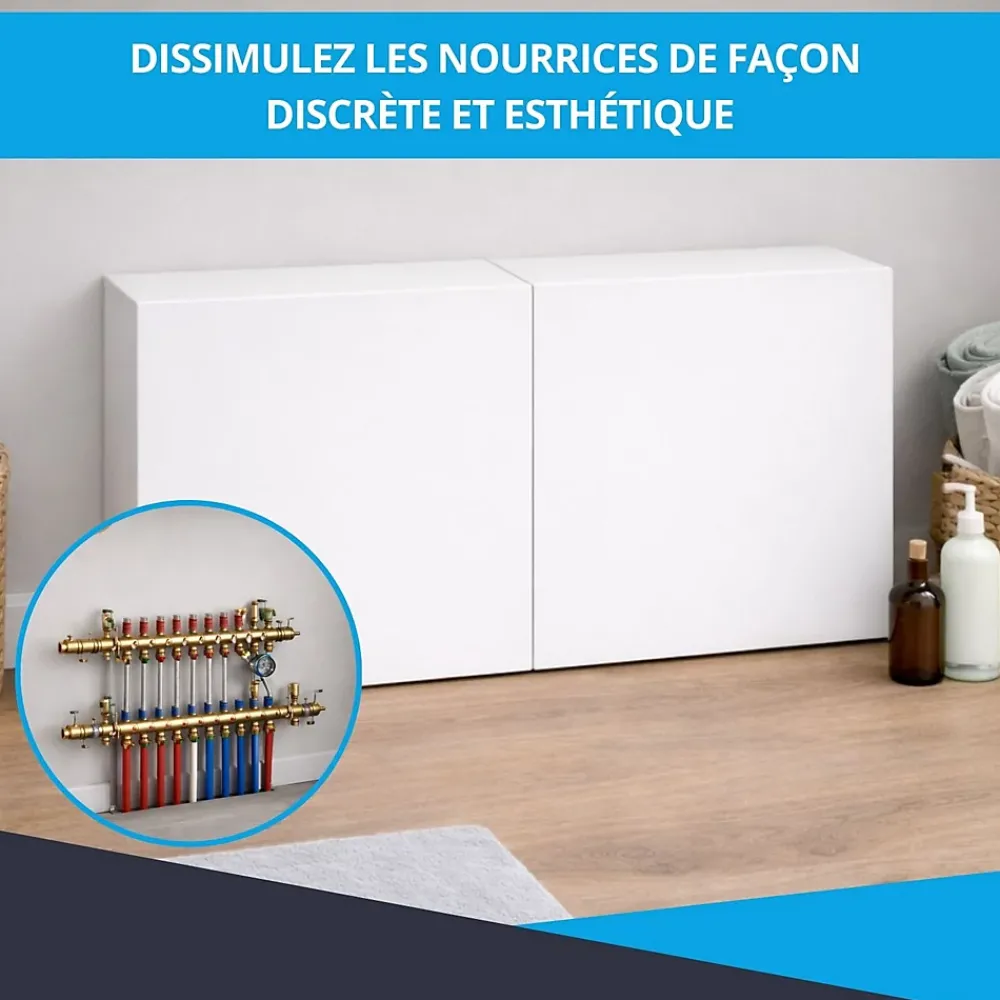 Atole Cache nourrice plomberie en acier Blanc - Largeur réglable - Taille 2 : 450 x 605 à 1150 x 150 mm