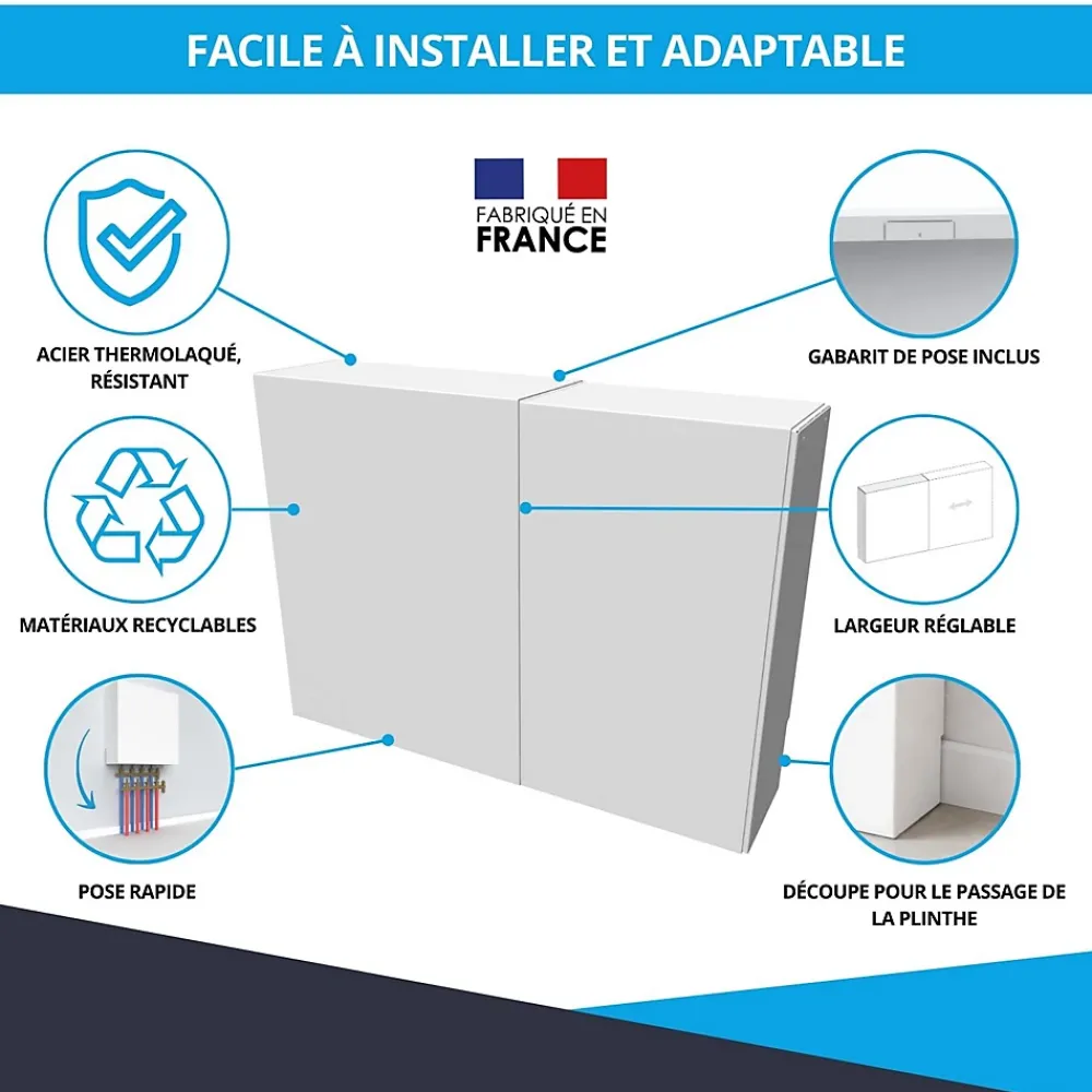 Atole Cache nourrice plomberie en acier Blanc - Largeur réglable - Taille 2 : 450 x 605 à 1150 x 150 mm