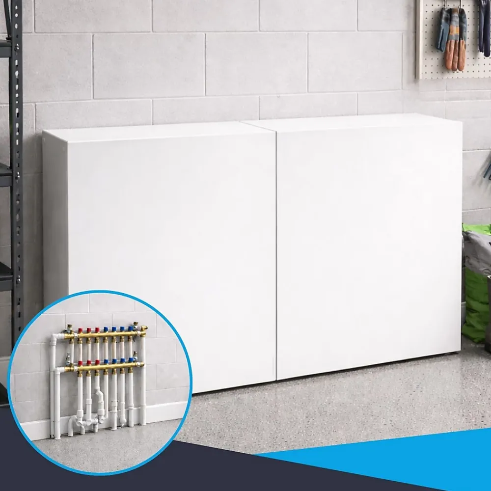 Atole Cache nourrice plomberie en acier Blanc - Largeur réglable - Taille 2 : 450 x 605 à 1150 x 150 mm