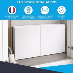 Atole Cache nourrice plomberie en acier Blanc - Largeur réglable - Taille 3 : 650 x 355 à 650 x 150 mm