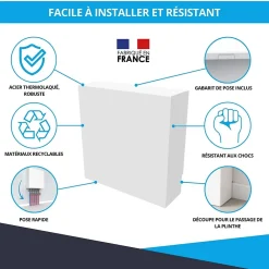 Atole Cache nourrice plomberie en acier Blanc - Largeur fixe - Taille 1 : 450 x 450 x 150 mm