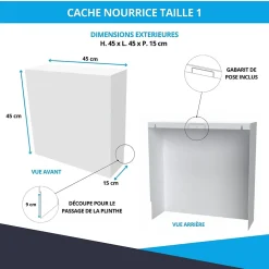 Atole Cache nourrice plomberie en acier Blanc - Largeur fixe - Taille 1 : 450 x 450 x 150 mm