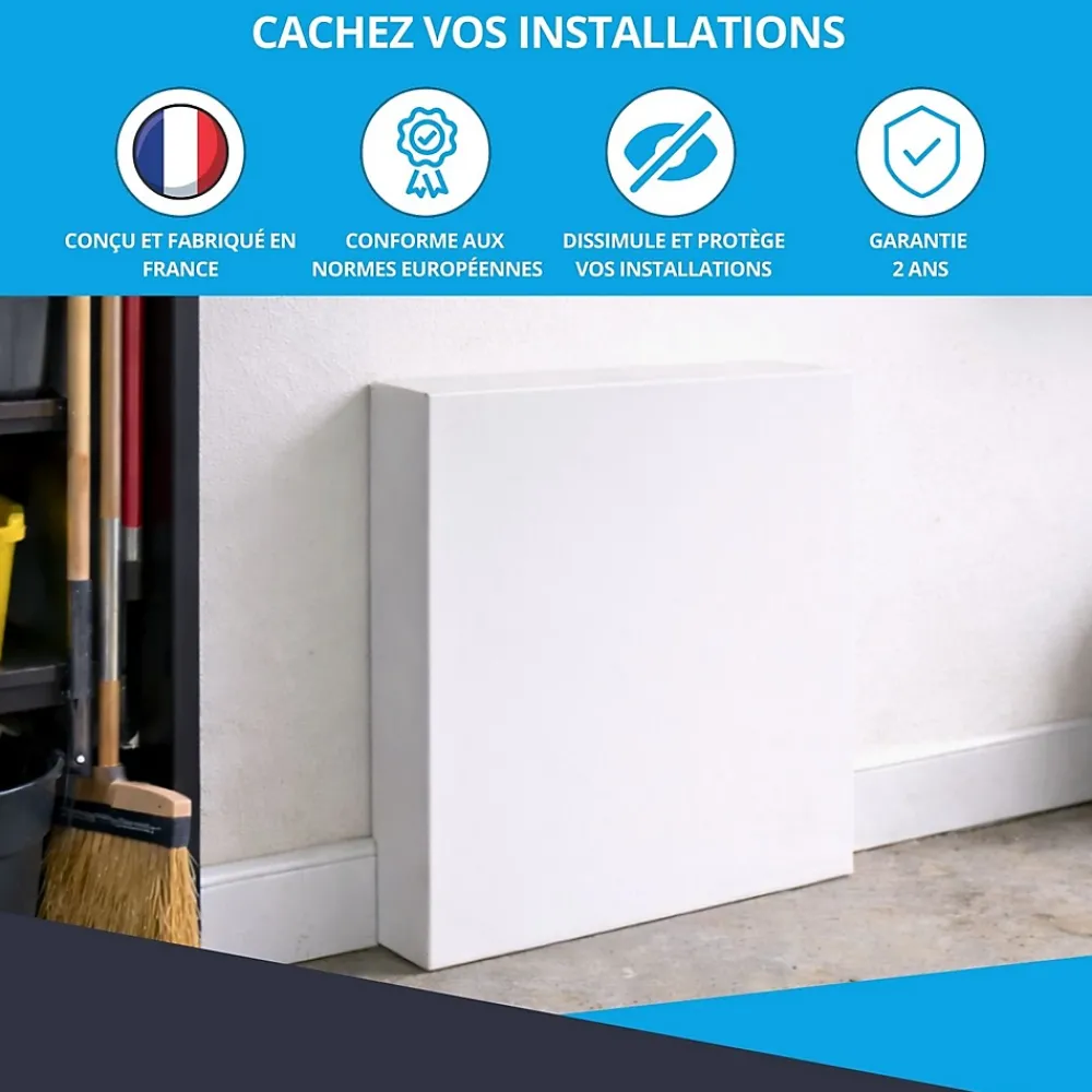 Atole Cache nourrice plomberie en acier Blanc - Largeur fixe - Taille 1 : 450 x 450 x 150 mm