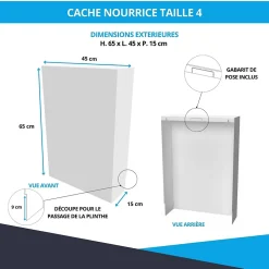 Atole Cache nourrice plomberie en acier Blanc - Largeur fixe - Taille 4 : 640 x 450 x 150 mm