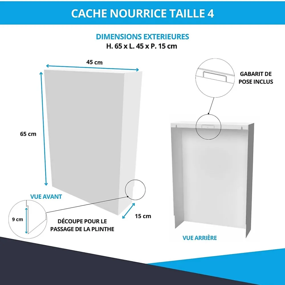 Atole Cache nourrice plomberie en acier Blanc - Largeur fixe - Taille 4 : 640 x 450 x 150 mm