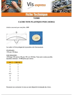 Vis Express Cache tête Plastique Pozi numéro 2 Diamètre de tête: 9 RAL3020 - 100 pièces
