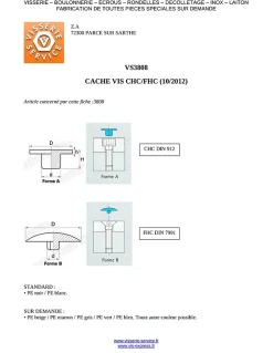 Vis Express Cache tête Vis CHC FHC Clé de 8 HC8 8.5X15 Nylon RAL9010 blanc pur - 1 pièce